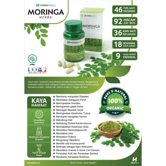 herbaholic.id kapsul ekstrak daun kelor moringa 500 mg 60 capsules herbaholic.id kapsul ekstrak daun kelor moringa 500 mg 60 capsules
