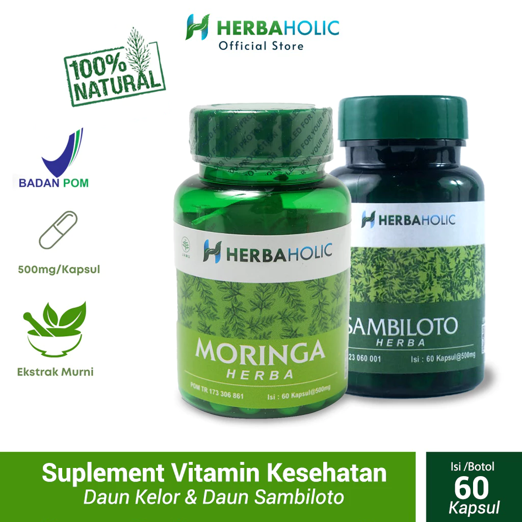 herbaholic.id bundling herba kapsul suplemen vitamin kesehatan ekstrak daun kelor sambiloto herbaholic.id bundling herba kapsul suplemen vitamin kesehatan ekstrak daun kelor sambiloto