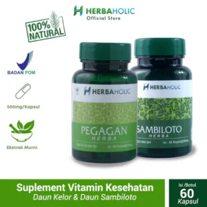 herbaholic.id bundling herba kapsul suplemen vitamin kesehatan ekstrak daun pegagan sambiloto